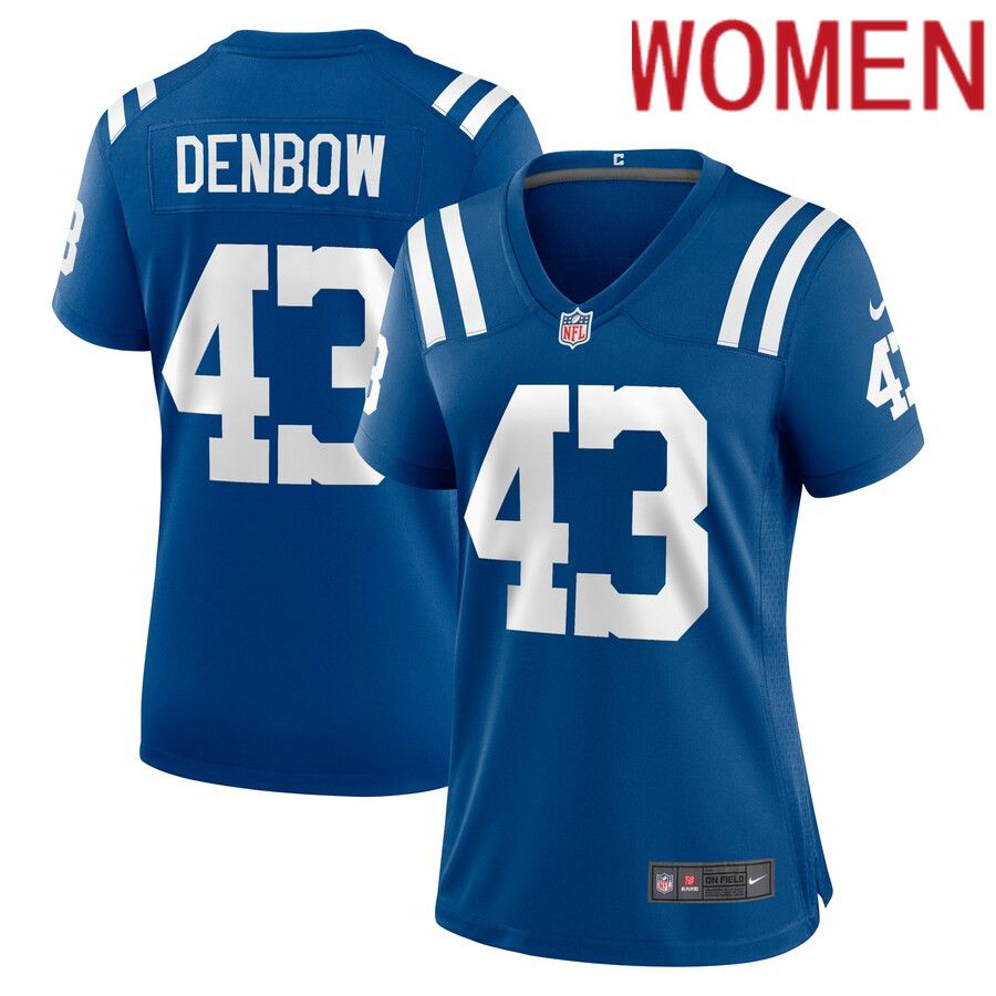 Women Indianapolis Colts 43 Trevor Denbow Nike Royal Game Player NFL Jersey